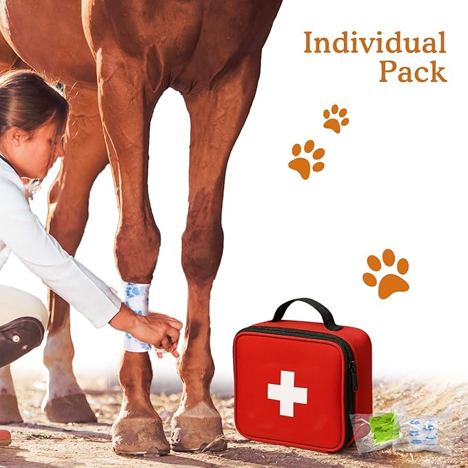 Self-Adhesive Vet Bandage Wrap, First Aid for Dogs & Horses, Multi-Use for Gear Grip & Cable Organizing, Individually Wrapped, 2 Inch, 8 Rolls, Citrus Grove Paw