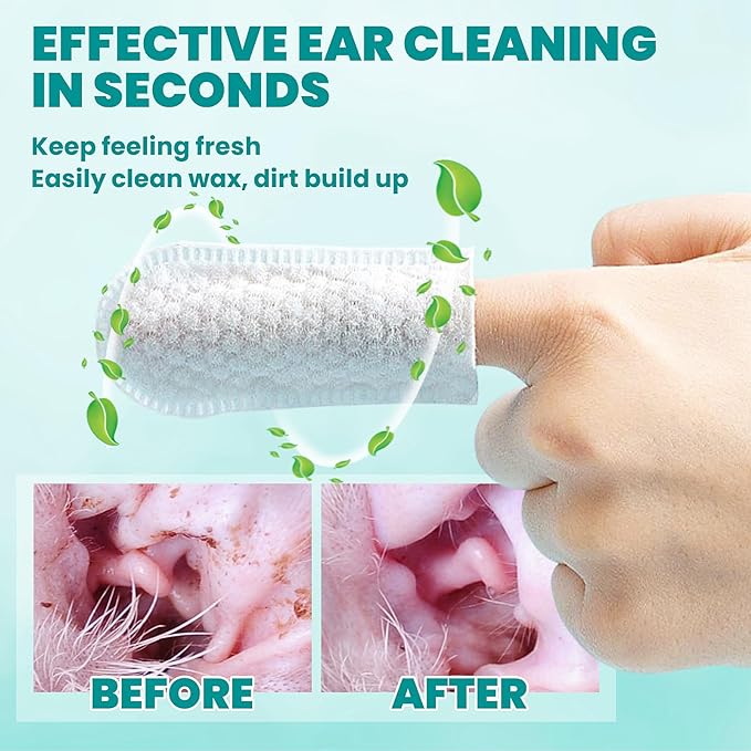 MEDUWEDU Ear Cleaner Finger Wipes 60 Counts, Dog Ear Cleaner,Soft & Easy Otic Cleaning Pads, Remove Wax, Dirt & Stop Smelly, Itchy, Non-Irritating, Grapefruit Scent