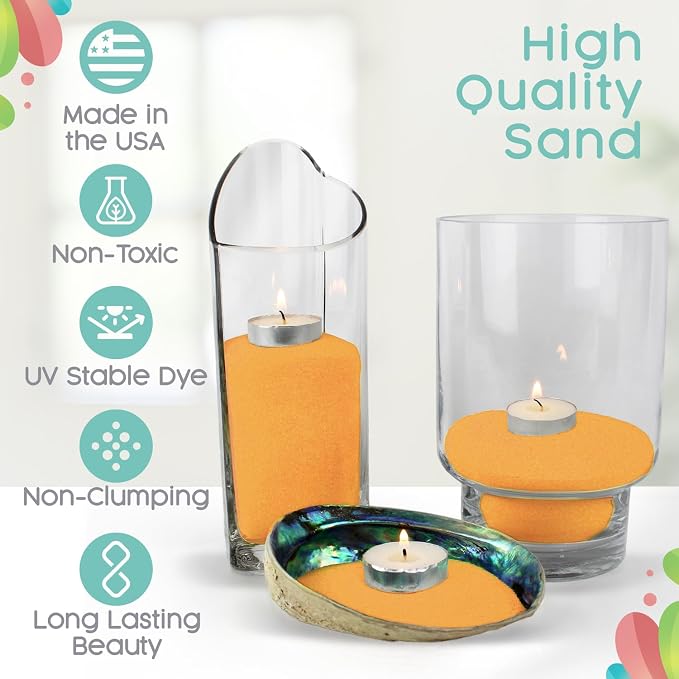 Saffron Unity Sand, 1 LB (16 oz), Yellow-Orange Colored Sand for Weddings, Vase Filler, Home Décor, Crafts, Terrariums, and More