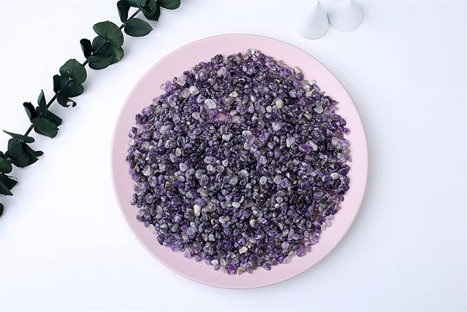 Natural Amethyst Crystal Quartz Rocks Chips Vase Filler Rocks for Succulent Plant Small Fish Tank Aquarium Gravel Decorative Pebbles Stones(200 gram)