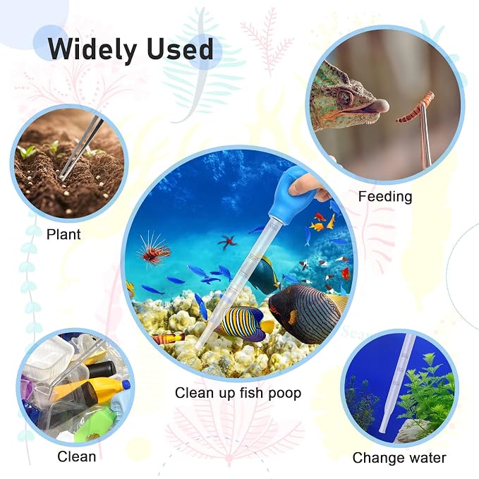 5In1 Aquarium Coral Feeder Kit, Droppers, Straight/Curved Tweezers, Silver | Coral Feeder Kit 60ml And 30ml Droppers, Extender Pipe, Straight And Curved Tweezers, For Reef Feeding And Aquarium Cleaning