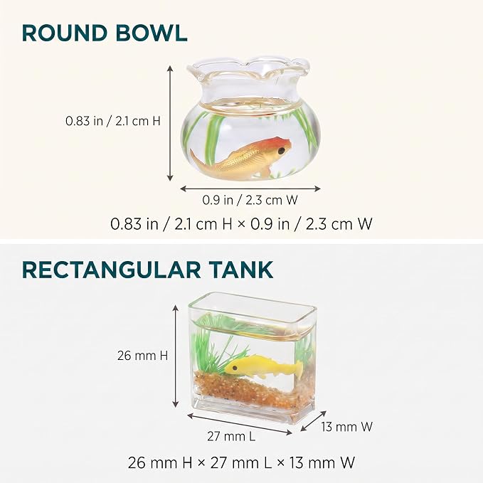 2Pcs 1/12 Scale Accessories Dollhouses Fish Tank，1: 12 Scale Miniature Fish Bowl Miniature Dollhouse Accessories for Garden Scene Decor Desktop Ornaments，Dollhouses Accessories，Dollhouse Décor