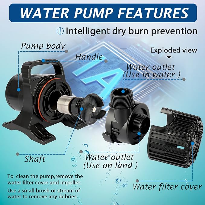 (1700GPH-120W,UL listed) Large Fountain Submersible Water Pond Sump Pump Aquarium Electric Waterfall Pump Outdoor PS-1700 (Pack of 2)