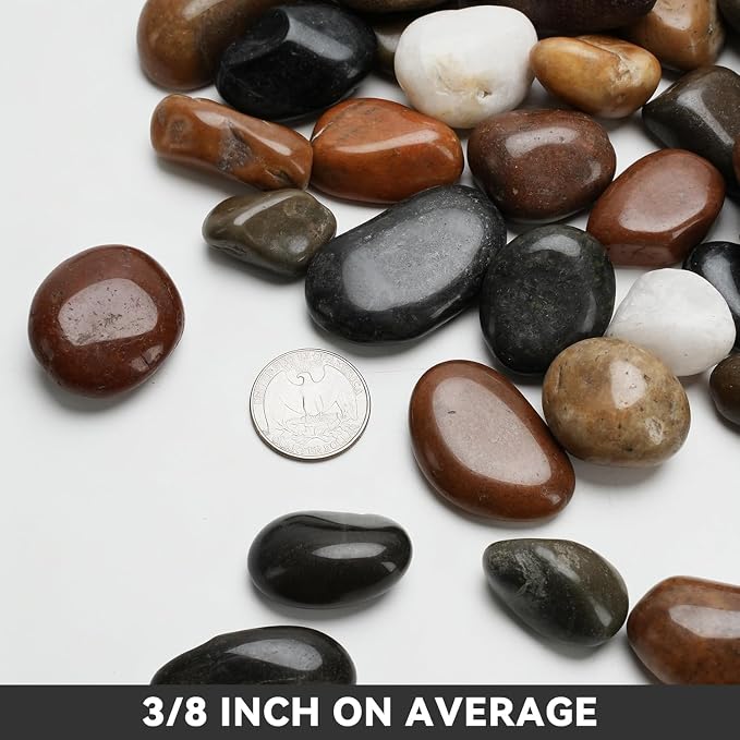 onlyfire 15 lbs Natural River Rocks, 3/8" Decorative Ornamental Pebbles | Landscaping Stone, Mixed Color Pebbles, Natural Decorative Stones, Aquarium Gravel, For Potted Plants, Vase and Home Decor