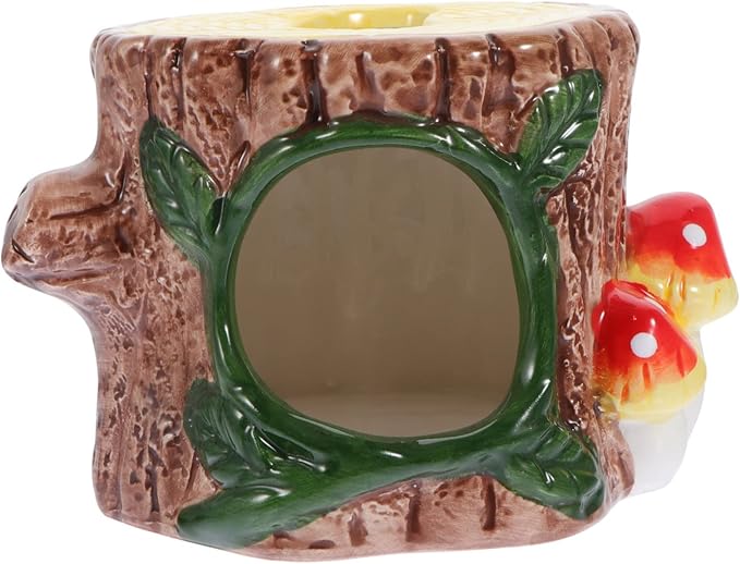 POPETPOP Ceramic Hamster Hideout, Ceramic Chinchilla House Hamster Nest Cooling House Hut Small Animal Hideout Cave Cartoon Shape Cool Down in Hot Summer