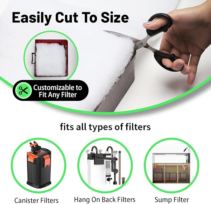 hygger 1'' Thick Aquarium Filter Floss 12"x 68" Poly Fiber Fish Tank Filter Media Water Polishing Filter Pad for Sump Canister Hang On Back Filter Cut to Size