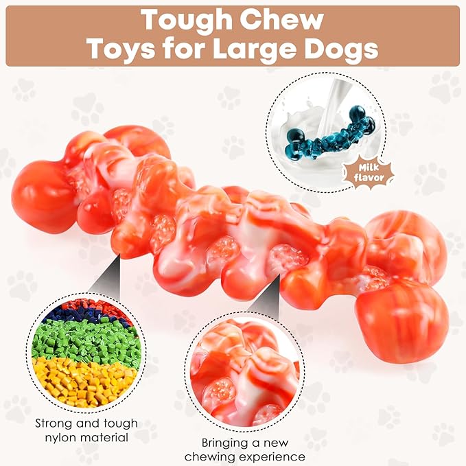WOWBALA Dog Chew Toys for Aggressive Chewers - 2 Pack Tough Teeth Cleaning Chew Toys to Keep Them Busy for Medium & Large Dogs
