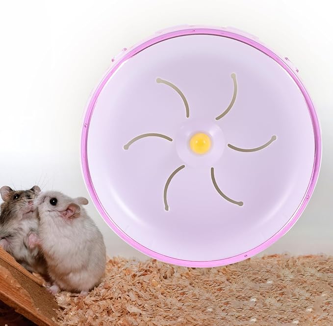 SHINEOFI Silent Hamster Wheel Plastic Exercise Toys for Small Animals Hamsters Gerbils Hedgehogs Household Pet Running Wheel 6.88In Pink 翻译：SHIN