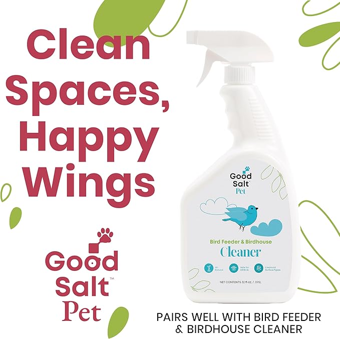 Clean Republic Good Salt Pet Bird Feeder & Bird House Protectant, Natural Bird-Friendly Spray Formula, Made in the USA, 32 Ounce Bottle, 2-Pack