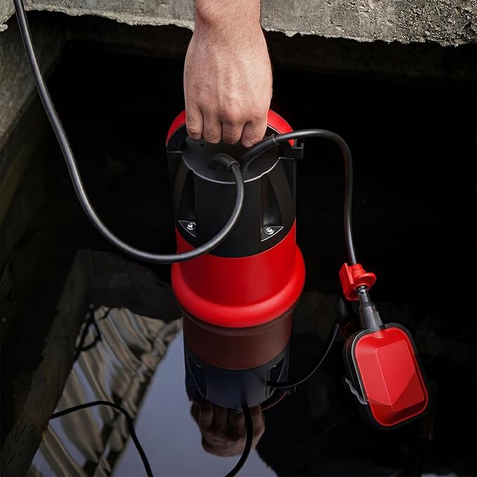Sump Pump, Prostormer 1HP 3700GPH Submersible Clean/Dirty Water Pump with Automatic Float Switch for Pool (Red)