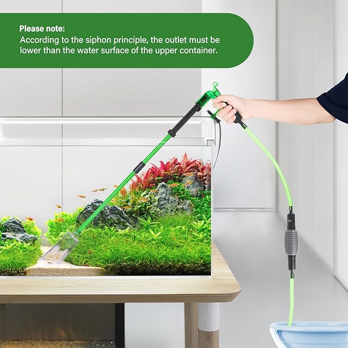 AQQA Aquarium Siphon Gravel Vacuum Fish Tank Cleaner kit,Stress Ball Python Water Changer,Extendable Length and Fixed On Fish Tank,Manually Water Changer Wash Sand L
