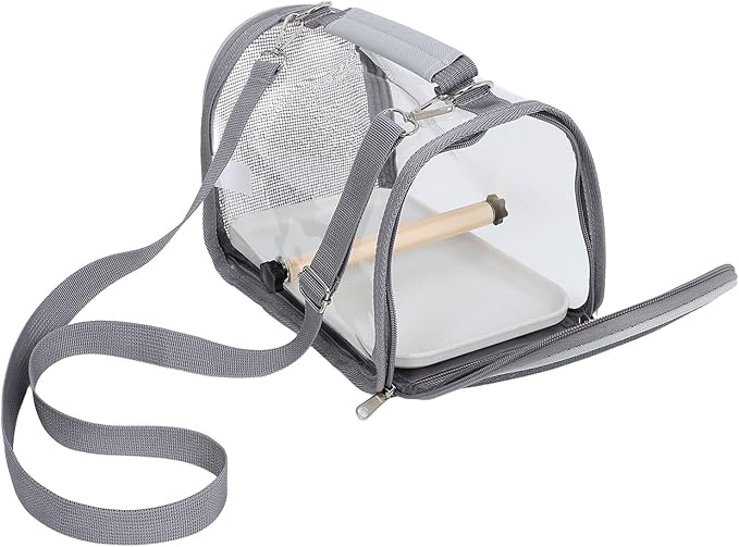 Luxshiny Portable Bird Travel Carrier Bag with Perch, Lightweight Small Grey Cage for Parakeet and Lizard Outdoor Transport, Portable Pet Birdcage for Travel and Adventures