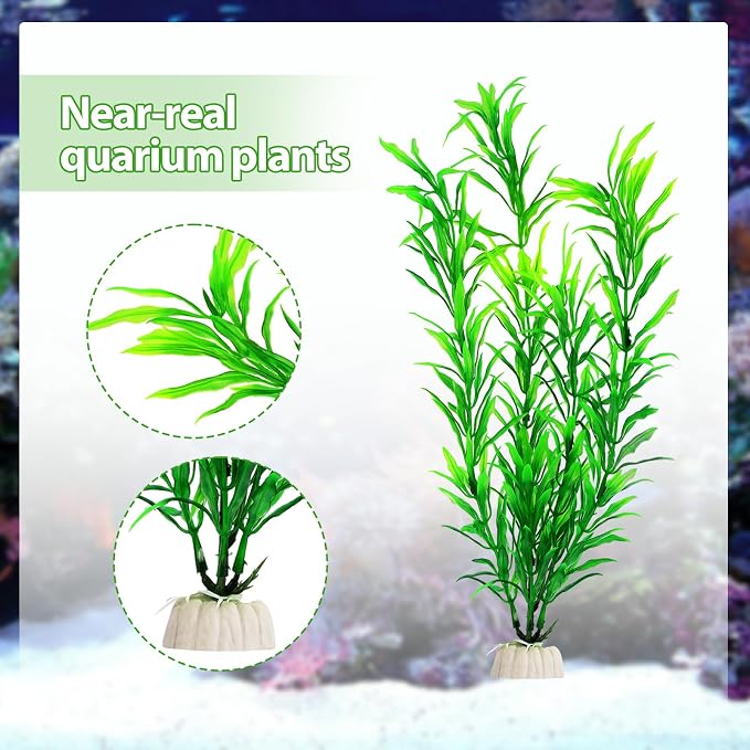 CousDUoBe 30pcs Fish Tank Accessories Aquarium Decorations Green Plants, Fish Tank Decor, Aquarium Decor Plastic Plants