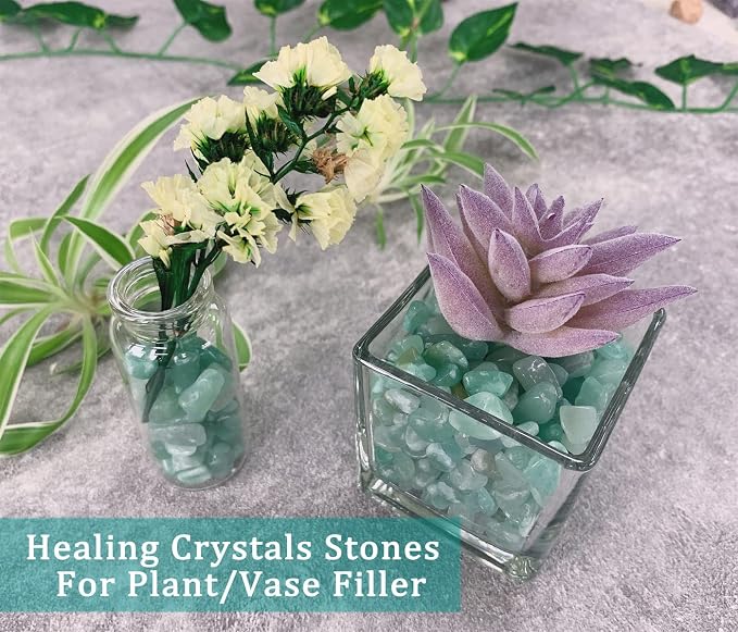 Natural Green Aventurine Crystal Quartz Rocks Chips Vase Filler Rocks for Succulent Plant Small Fish Tank Aquarium Gravel Decorative Pebbles Stones(200 gram)