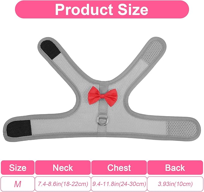 Breathable Soft Mesh Vest Harness & Leash Set for Rabbits, Bunny, Kitten, Ferret, Small Pig, Puppy, Small Pets – Gray, Medium
