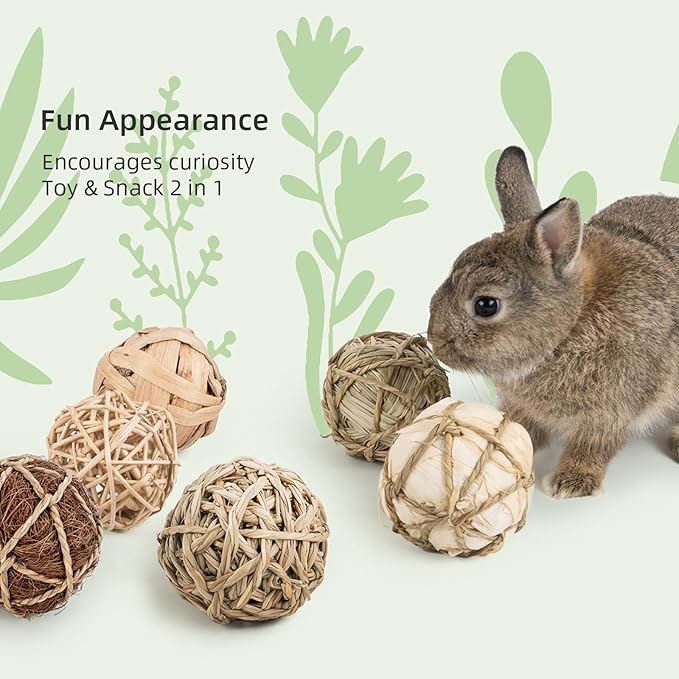 andwe Small Animals Play Balls Rolling Chew Toys & Gnawing Treats for Rabbits Guinea Pigs Chinchilla Bunny Degus - Pet Cage Entertainment Accessories (Pack of 9)