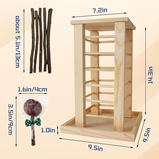 Rabbit Hay Feeder Wooden Bunny Hay Rack Guinea Pig Feeding Manger Standing Rabbits Grass Holder Small Animals Less Waste Food Dispenser for Chinchillas Hamsters Bunnies Gerbil