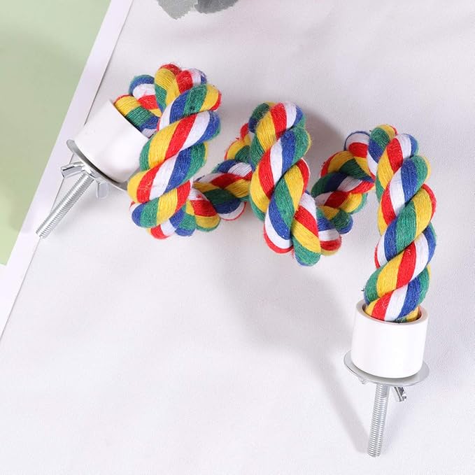 UKCOCO Bird Rope Perch - Comfy Perches for Bird Cages Natural Parrot Cotton Rope, Bungee Perch Pet Chewing Toy for Parrots Playing, Chewing or Preening (40cmcm/16 Inch)