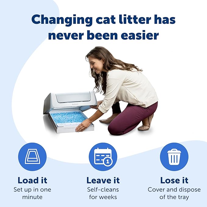PetSafe ScoopFree Crystal Cat Litter & Refill Tray with Lid, Fragrance Free, 4.3 Lb Bag with Each Tray, Pack of 3