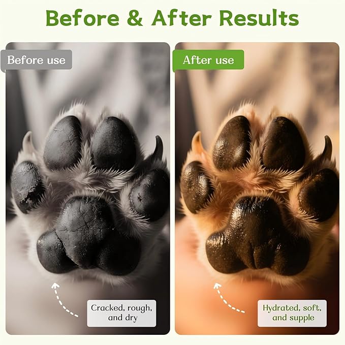 Dog Paw Balm & Nose Balm, Lick-Safe | All-Natural Moisturizer with Organic Coconut Oil | Quickly Nourishes and Repairs Dry, Cracked Paws | Vet-Recommended for Hot & Winter Protection (2.0oz)