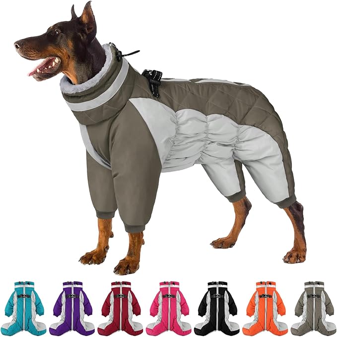 Full Body Dog Coat - Warm Fleece Jacket for Small Dogs, Turtleneck Winter Coats with Harness, Reflective Dog Snowsuit Windproof Puffer Jackets with Legs for Chihuahua, Yorkie, Army Green XS