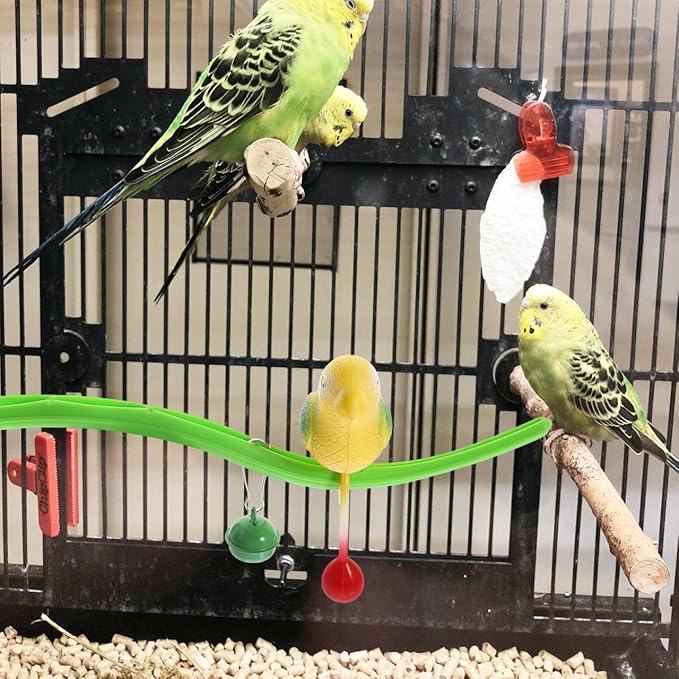 POPETPOP Swing Bird Model Bird Perch Toy Plastic Cage Stand Simulation Fake cage Toy Parakeets Perch Funny Teasing for Cockatiels Cockatoo Macaw