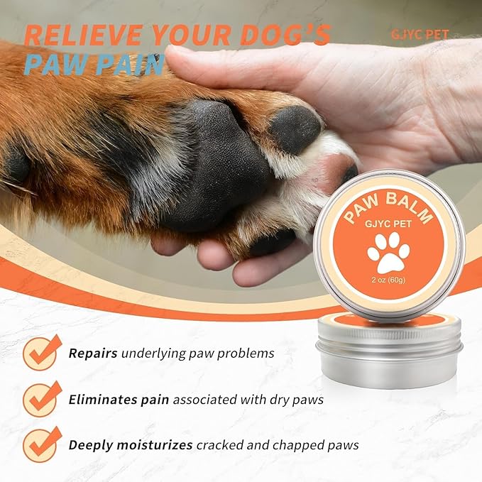 1 oz (30g) Natural Dog Paw Balm & Nose Balm, Lick Safe Paw Protector for Dogs & Cats, Moisturizer for Paw Pads, Snout, Elbows, Winter Protection, Repair Cracks, Lickable Balm for Pets
