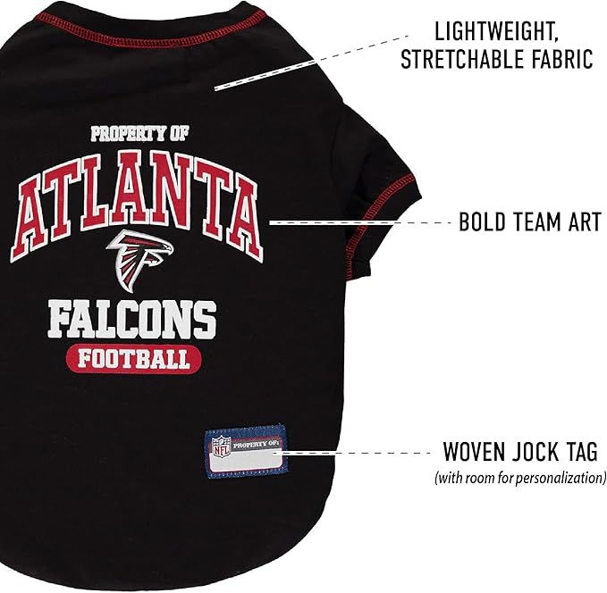 NFL Atlanta Falcons Dog T-Shirt for Pets, Size X-Large. Officially Licensed Pet Shirt with Team Logo, Soft Stretchable Comfort Fit Apparel for Dogs & Cats