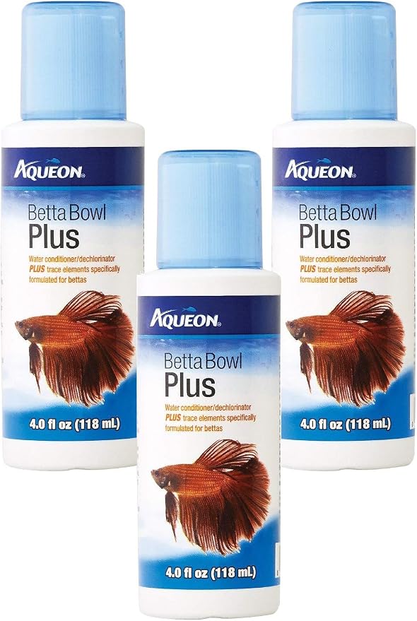 Aqueon 3 Pack of Betta Bowl Plus Water Conditioner & Dechlorinator, 4 Fluid Ounces Each