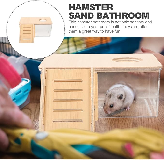 Ipetboom Hamster Sand Bath Kit Chinchilla Dust Bath House for Small Animals Transparent Reusable