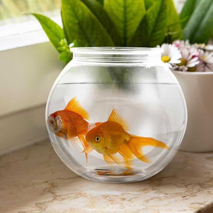 Transparent Plastic Fish Tank Small Round Aquarium for Goldfish Clear Fish Bowl for Plants Household Desktop Decor Integrated Design Easy to .08 X 7.08 X 6.29 in