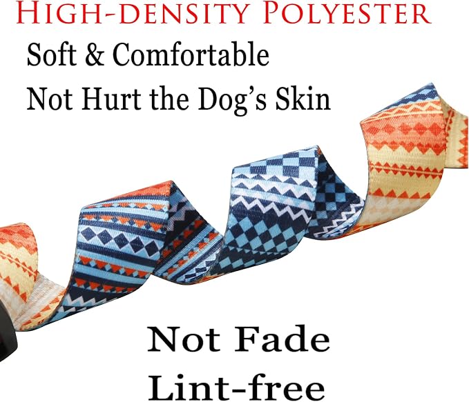Mihqy Dog Collar with Bohemia Floral Tribal Geometric Patterns - Soft Ethnic Style Collar Adjustable for Small Medium Large Dogs(Bohemian Orange,S)