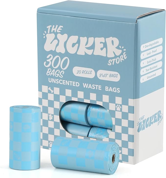 13 in. x 9 in. Extra Thick Leak Proof Unscented Dog Poop Bags, Blue (300 Count, 20-Rolls)