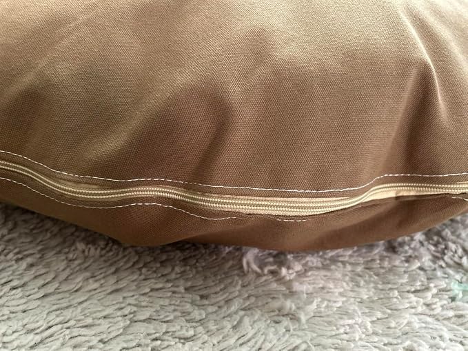 Round 100% Cotton Canvas Dog Bed Cover: Washable, Durable, Eco-Friendly, Multiple Colors, XS-XXL, Made in USA (Medium Brown, X Small 18 Inches)