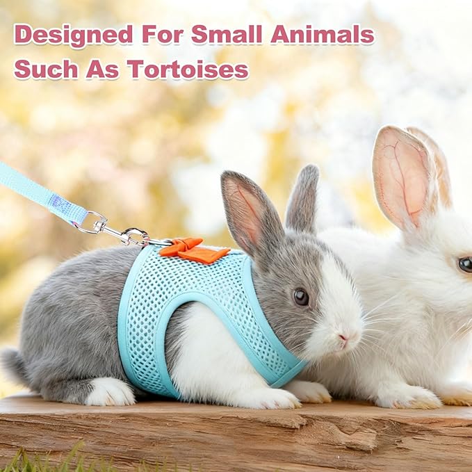 Rabbit Harness and Leash, Small Pet Cute Vest Harness Leash Soft Adjustable Buckle Breathable Mesh (M, Pink) for Bunny Kitten Small Pig Puppies Camping Hiking Training
