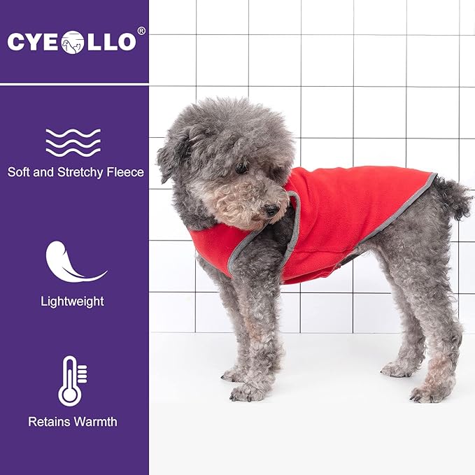 cyeollo 2 Pack Dog Sweater Sweatshirt Stretchy Fleece Vest Pullover Dog Jacket with Reflective Stripe Lightweight Pet Coats Sweaters for Small Dogs, Red & Grey XL