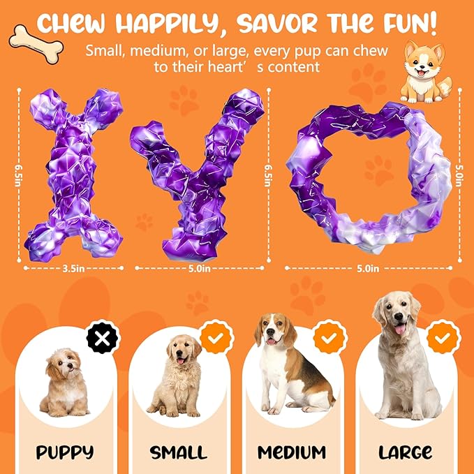 WOWBALA 3 Pack Dog Chew Toys for Aggressive Chewers,Indestructible Dog Toy for Medium Large Dogs, Chew Toys to Keep Dogs Busy,Super Chewer with Tough Nylon, Reduce Boredom & Anxiety（Bacon Flavored）