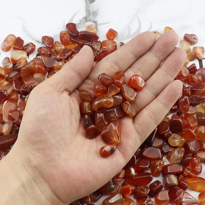 0.96LB Natural Pebbles Vase Filler Fish Tank Gravel Aquarium Decorative Crushed Stones Succulent Rocks Bulk Polished Irregular Shaped - Red