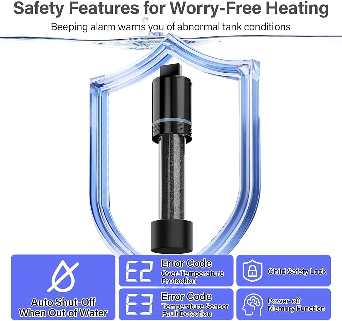 hygger 200W Aquarium Heater for 20–40 Gallon Tanks, ±0.5°C Precise Temperature Control, Dual Probe, External Controller, Overheat & Dry-Run Protection, for Freshwater & Saltwater