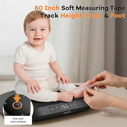 YauYik Baby Scale, Pet Scale for Weighing, 0.1Pecision Accurate Digital Scale for Baby, Cat, Puppy and Small Animals, 59-inch Height Measurement, LED Display, with Hold Function, Up to 88lbs