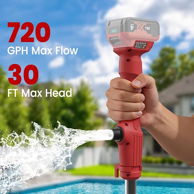 Cordless Stick Water Transfer Pump Compatible with Mil-waukee 18V Battery | Tool Only, 720 GPH Portable Electric Water Pump, Sump Pump, 160W Brushless Utility Water Pump for Pool, Garden, Pond and Boat