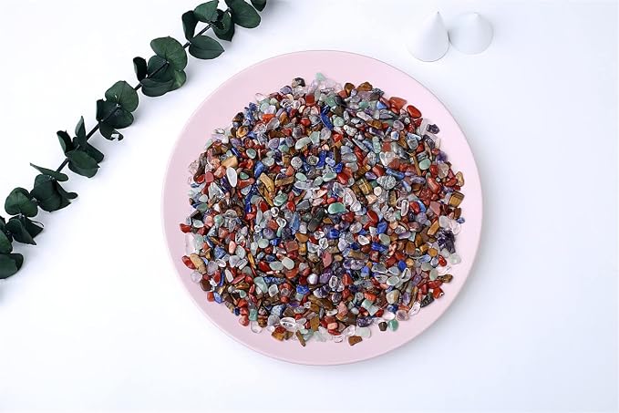 Natural 7 Chakra Crystal Quartz Rocks Chips Vase Filler Rocks for Succulent Plant Small Fish Tank Aquarium Gravel Decorative Pebbles Stones(200 gram)