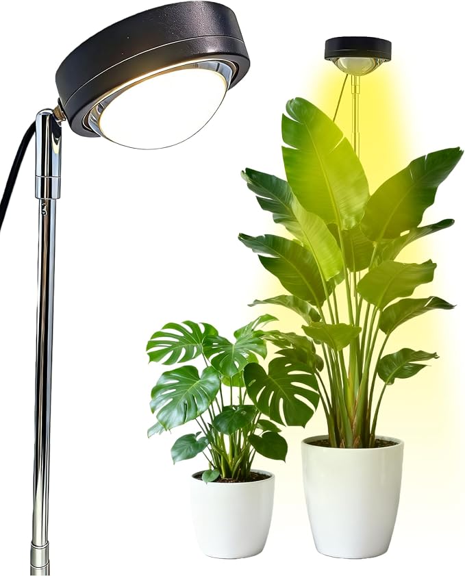Plant Grow Light, LED Growing Light Full Spectrum for Indoor Plants,Black Magnifying Glass Plant Lights,Height Adjustable, Automatic Timer, 5V Low Safe Voltage,Idea for Large