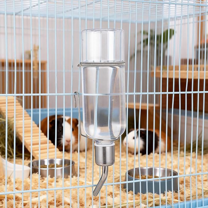 Angoily Pet Cage Water Bottle 2.7oz No Drip Automatic Hanging Feeder Small Animal Waterer for Rabbit Guinea Pig Hamster Ferret Bunny Rat Chinchilla Hedgehog