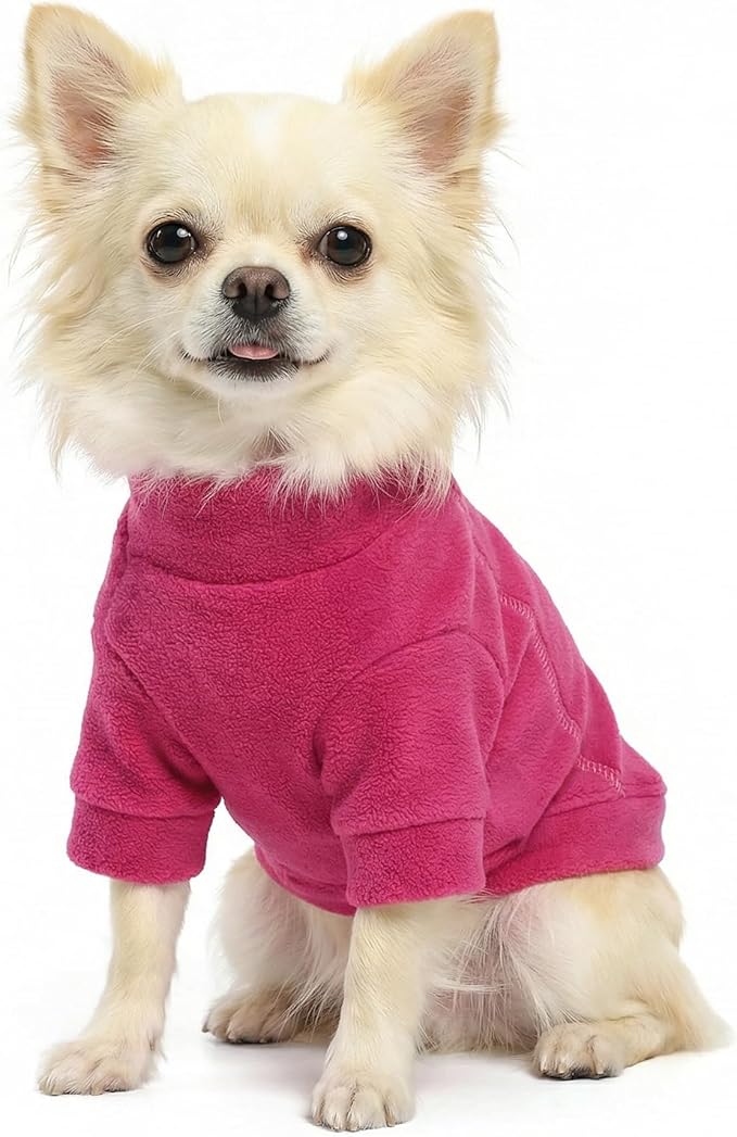 Fitwarm 3 Pack Classic Fleece Dog Sweater, Turtleneck Dog Sweatshirt, Dog Winter Clothes for Small Dogs Girl, Pet Pullover Jumper, Cat Apparel, Pink, Rose, Baby Pink, Large