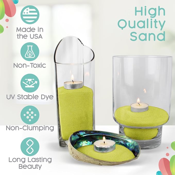 Lemon Lime Unity Sand, 1 LB (16 oz), Colored Sand for Weddings, Vase Filler, Home Décor, Craft Sand, and More