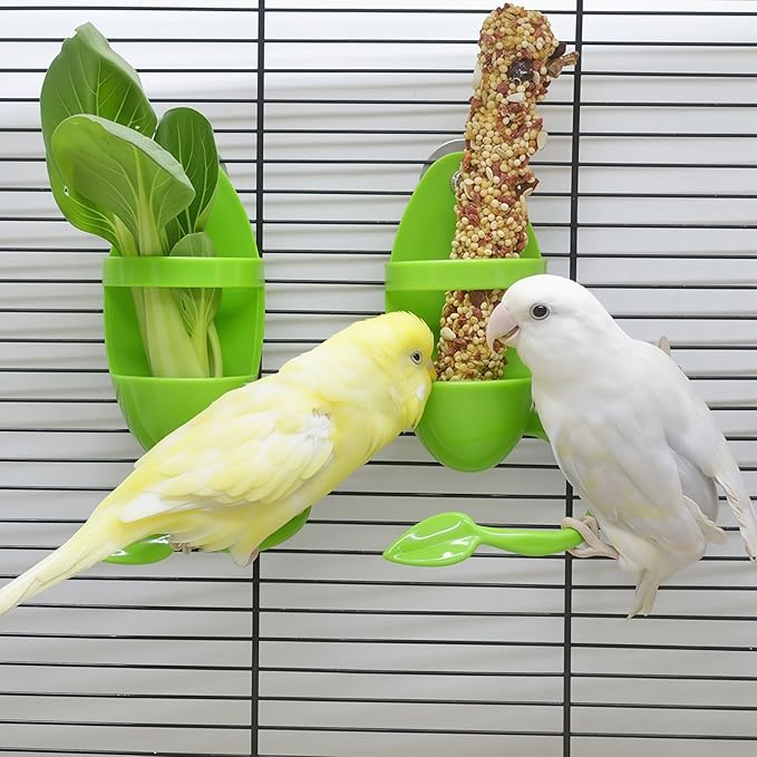 3pcs Cuttlebone Holder for Bird Cage, Plastic Cage Feeding Holder Parakeets, Cockatiels, Budgies and Finches