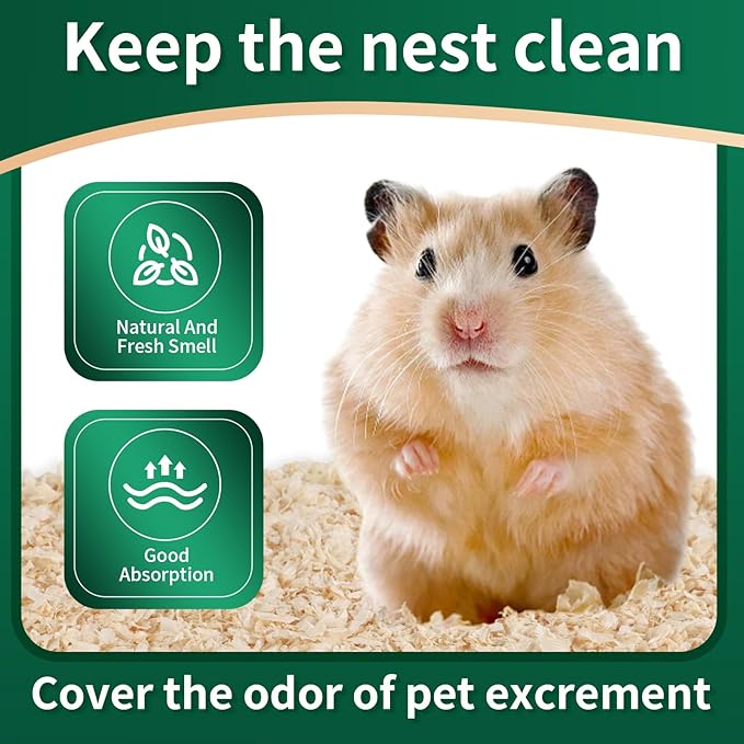 88oz Natural Aspen Wood Pet Bedding – Low Dust, Odor Control & Ultra Absorbent Shavings for Hamsters, Parrots, Guinea Pigs & Small Animals
