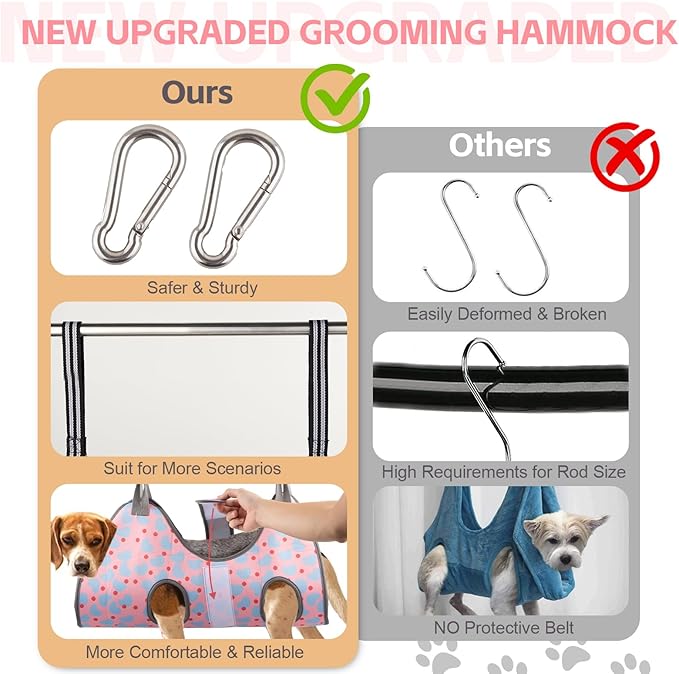 ATESON Dog Grooming Hammock for Small Dogs & Cats, Dog Grooming Harness for Nail Trimming, Pet Grooming Sling Helper with Nail Clippers/Nail Trimmers