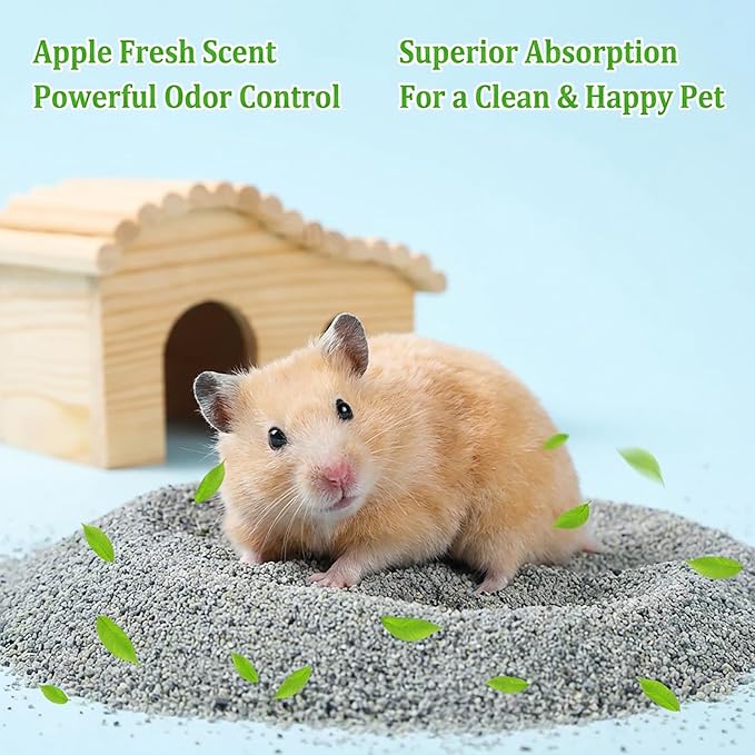 Sukh Hamster Desert Sand 14OZ - Hamster Bedding Coarse Play Sand for Reptile Gerbil Chinchilla Chicken Bird Guinea Pig Cage Accessories Fish Tank Odor Control Hides Dig Pee (Apple Scent)